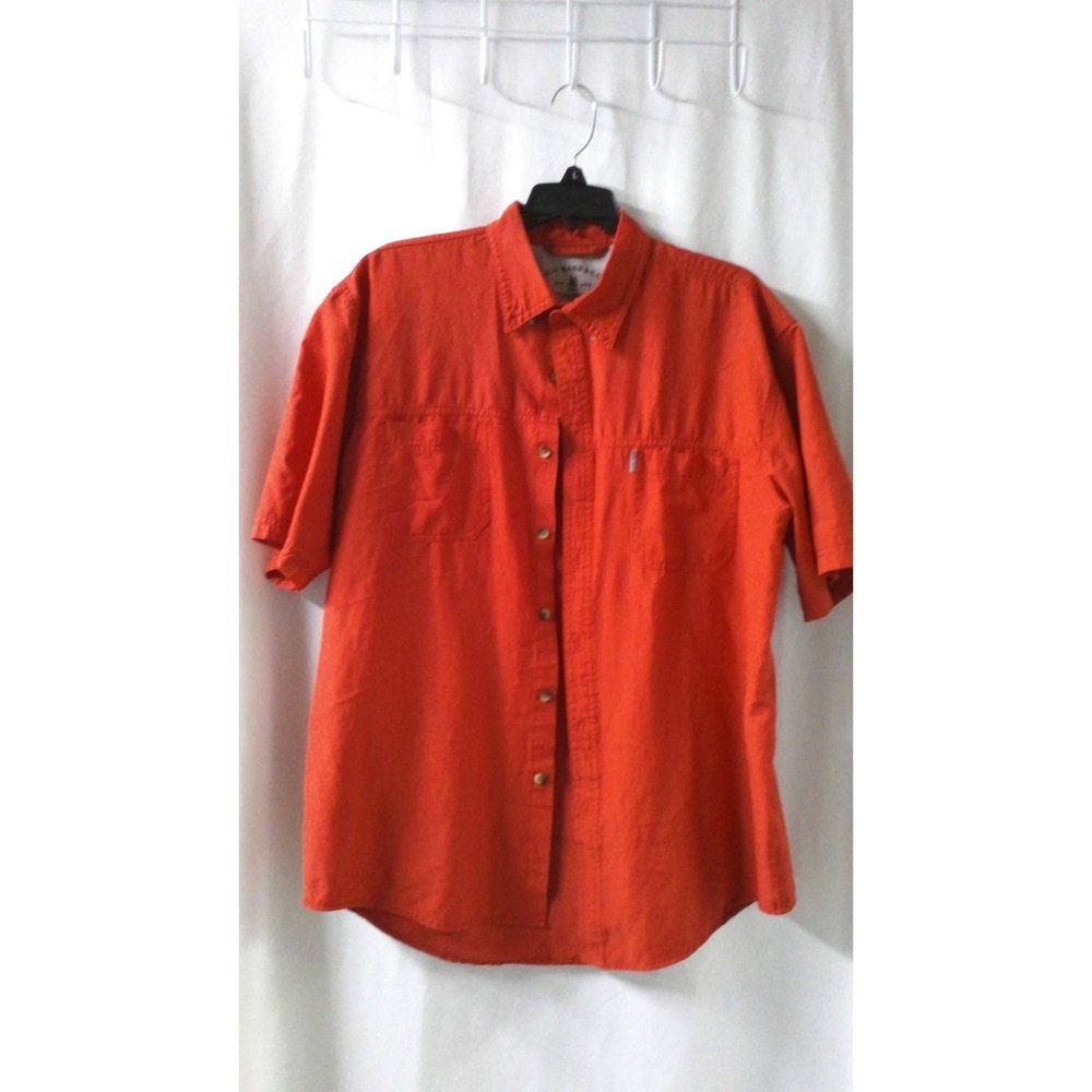GH Bass Mens Red‎ Short Sleeve Button Down Shirt Mesh Lined Utility Large
